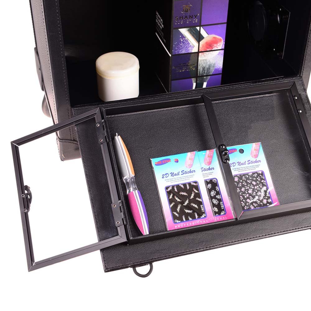 SHANY REBEL Pro Series – Makeup Artists Multifunction lighted Cosmetics Rolling Case with Fan - ONYX