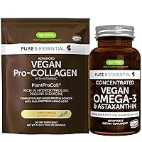 Vegan Vanilla Collagen Protein Powder & Vegan Omega-3 Bundle, Complete Collagen Boosting Formula & Sustainable Algae Oil 1340mg, by Igennus