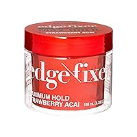Edge Fixer 24 Hour Maximum Hold Edge Wax No Flaking Biotin B7 Infused Hair Gel 3.38 US fl.oz (Strawberry Acai)