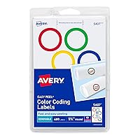 Avery Assorted Removable Color Coding Labels, 1.25 Inch Round, Pack of 400 (5407)