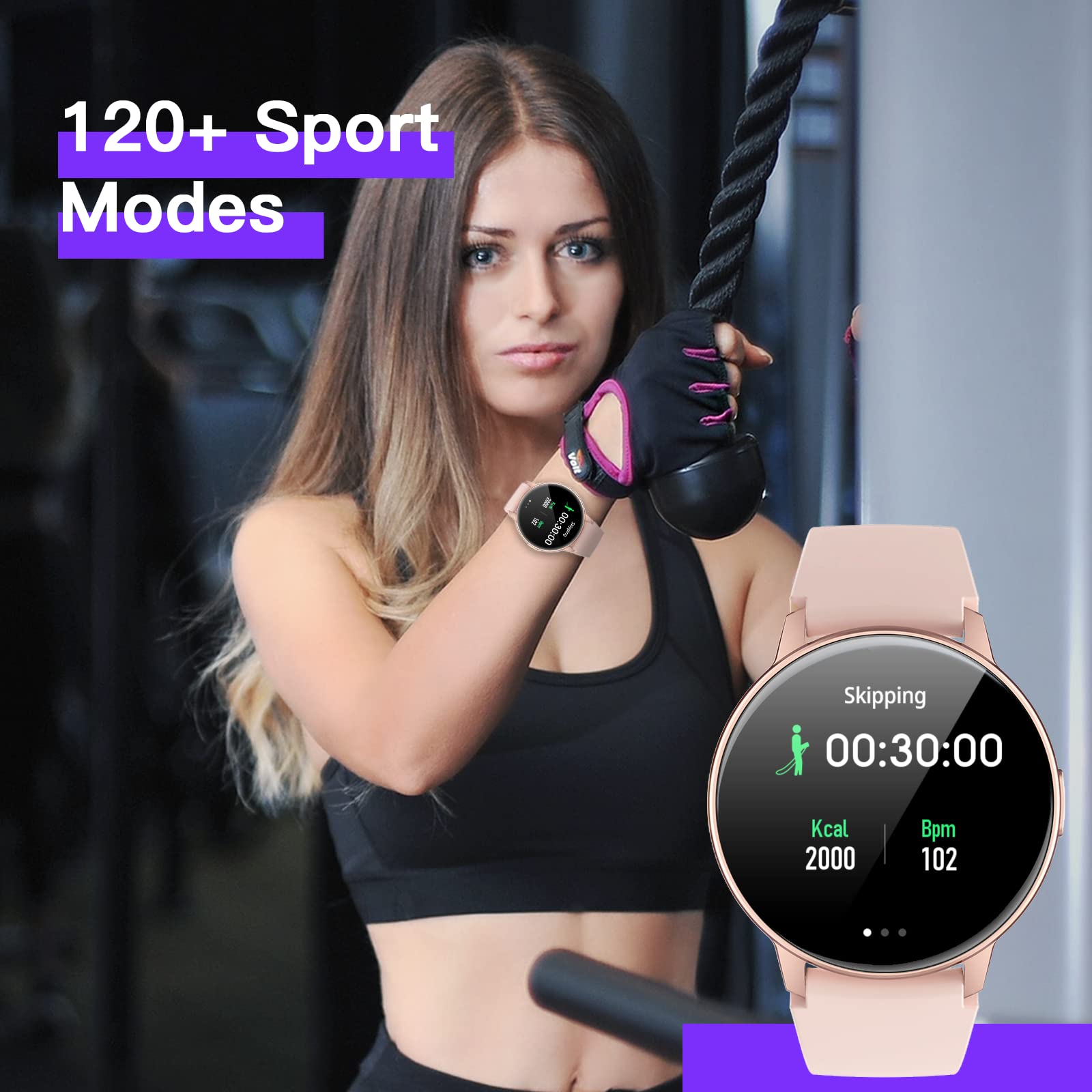 1.3'' Smart Watch Answer/Make Calls, HD Touchscreen Always-on Display Watches For Women with Ai Control Call/Text, SmartWatch for Android and iOS Phones with Heart Rate, Blood Oxygen, Sleep Monitor.