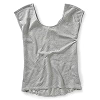 AEROPOSTALE Womens Sheer Lace Inset Knit Blouse, Grey, X-Large