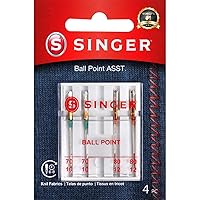 SINGER 4847 Universal Ball Point Machine Needles, Assorted Sizes, 4-Count