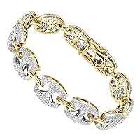 Mens Tennis Bracelet Round Cut Simulated Diamond Silver 14k Yellow Gold Plated 925 Silver