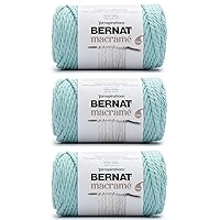 Bernat Macrame Yarn - 3 Pack of 250g/8.8oz - Cotton - #6 Super Bulky - Knitting/Crochet, Duck Egg