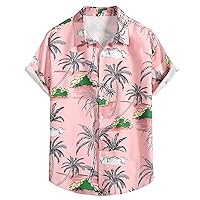 Hawaiian Shirt for Men, Vintage Shirts for Men Fashion Printed Short Sleeve Shirts Summer Funky Relaxed-Fit Casual Beach Tops