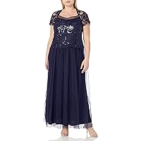Le Bos Women's Size Mock 2 Pc Embroided Long Gown Plus