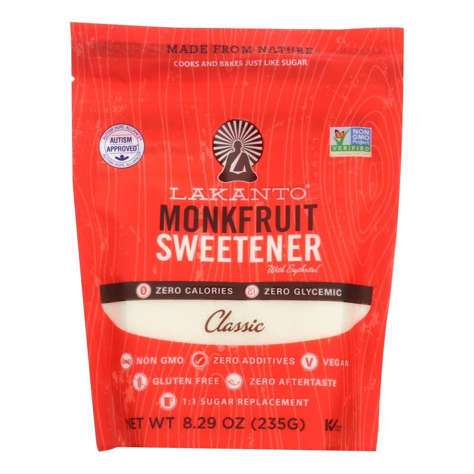 Lakanto Sugar Free Classic Monkfruit Sweetener, 8.29 Ounce - 8 per case.