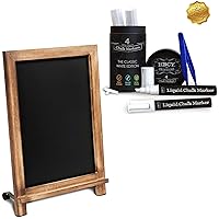 Rustic Torched Wood Chalkboard Sign + Premium Chalk Markers. Perfect for Weddings, Birthdays, Baby Announcements & More!