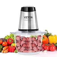 VEVOR Food Processor, Mini Electric Chopper 400W, 2 Speeds Electric Meat Grinder, Stainless Steel Meat Blender, for Baby Food, Meat, Onion, Vegetables, 5 Cup