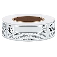 California Compliant Identification Labels 1×3 Inch Black Universal Compliant Warning Stickers - 500 Stickers Per Roll