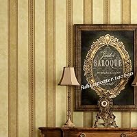 Q QIHANG American Country Style Retro Nostalgic Non-Woven Wallpaper Made Old Vertical Stripes Living Room Bedroom Study Room 20.87