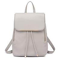 Miss Lulu Backpack Womens with Long Purse Fashion Backpacks Grey Backpack Ladies PU Leather Waterproof Daypack Medium School Work Travel