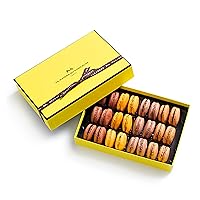 La Maison Du Chocolat Premium Macaron Gift Box - 24pcs Gourmet French Dark Chocolate Filling with Shells in Assorted Flavors