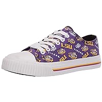 FOCO LSU Tigers NCAA Womens Low Top Repeat Print Canvas Shoes - 6
