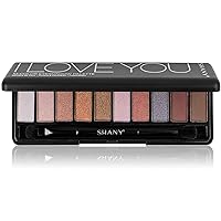 SHANY I LOVE YOU Travel Eyeshadow Palette - 10 Nude Eye shadows in Mini Makeup Palette with Blendable Matte and Shimmer Shades and Mirror