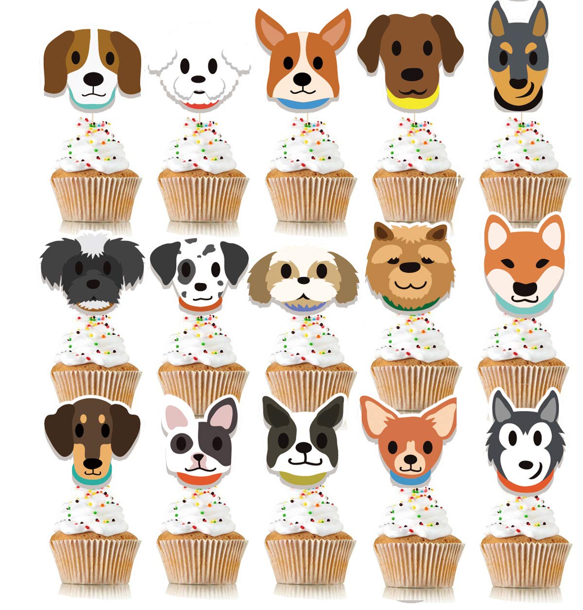 Mua KUDES 32Pcs Dog Cupcake Toppers - Cute Puppy Faces Cake Topper ...