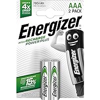 Energizer Power Plus AAA Rechargeable Hybrid Nickel-Metal Battery (NiMH) - Household Batteries (Rechargeable Battery, AAA, Nickel-Metal Hybrid (NiMH), 1.2 V, 2 Pieces, 700 mAh) E300626500