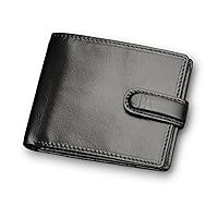 Men's RFID Blocking Billfold Leather Wallet With Large Zip Coin Pocket On The Side 4011