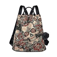ALAZA Skull and Roses Sugar Outdoor Backpack Bags for Woman Ladies