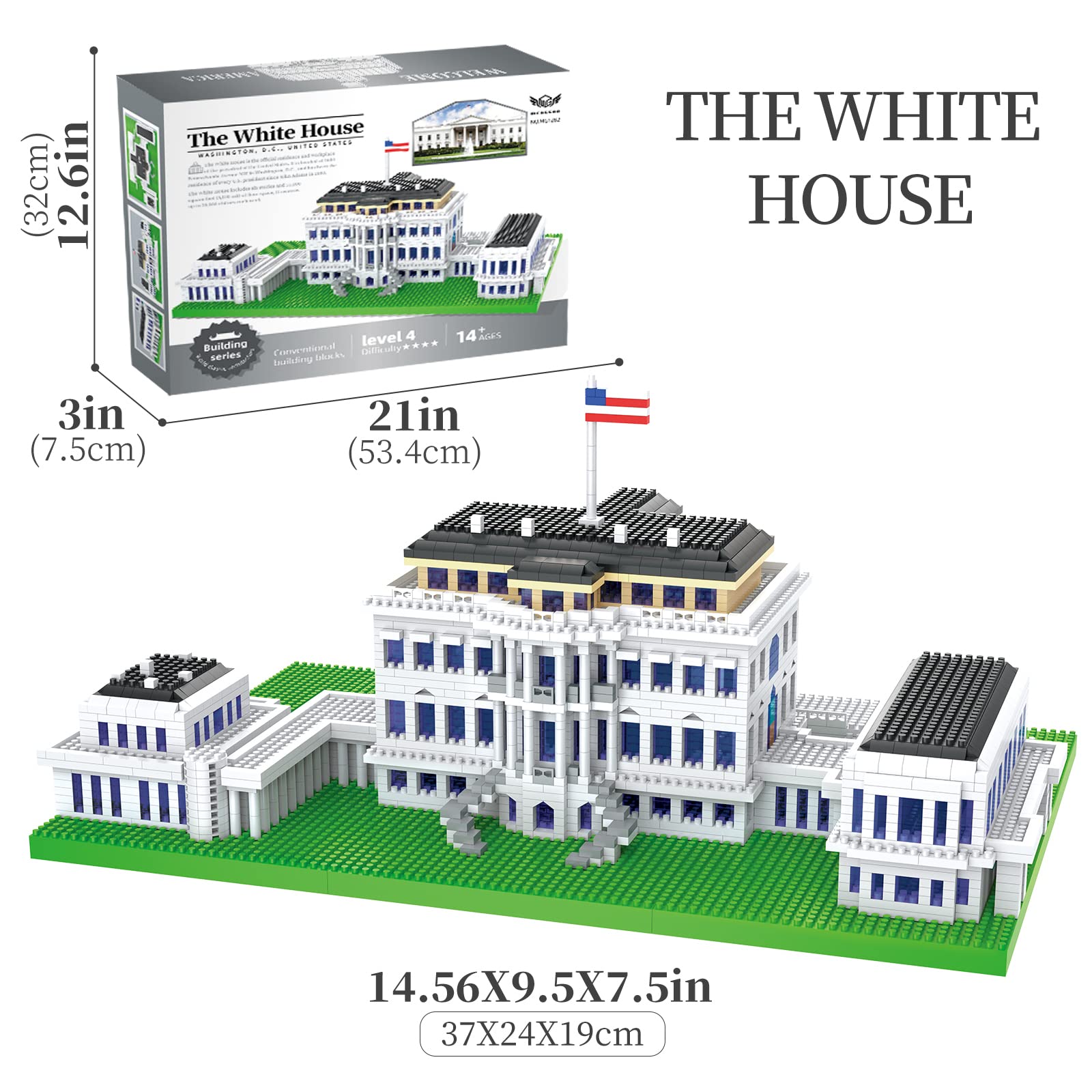 Micro Building Blocks The White House Architecture Set Mini Building Blocks Building Bricks Architecture Model Kit Micro Blocks Set Building Kit Gift for Age 14+ Kids Teens and Adults