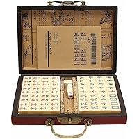 Chinese Mahjong Set - with 146 Tiles, 2 Dice Chinese Style Game for Travel, Family Gathering, Party
