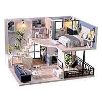 Flever Wooden DIY House Kit, Miniature with Furniture, Creative Craft Gift for Lovers and Friends (Satisfied Time)
