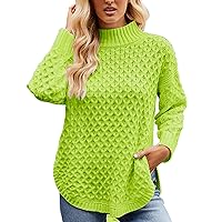 Ladies Fashion Solid Color Loose Lazy Knit Sweater Ribbed Pattern Casual Sweater Asymmetric H Simple Comfy Sweatshirts