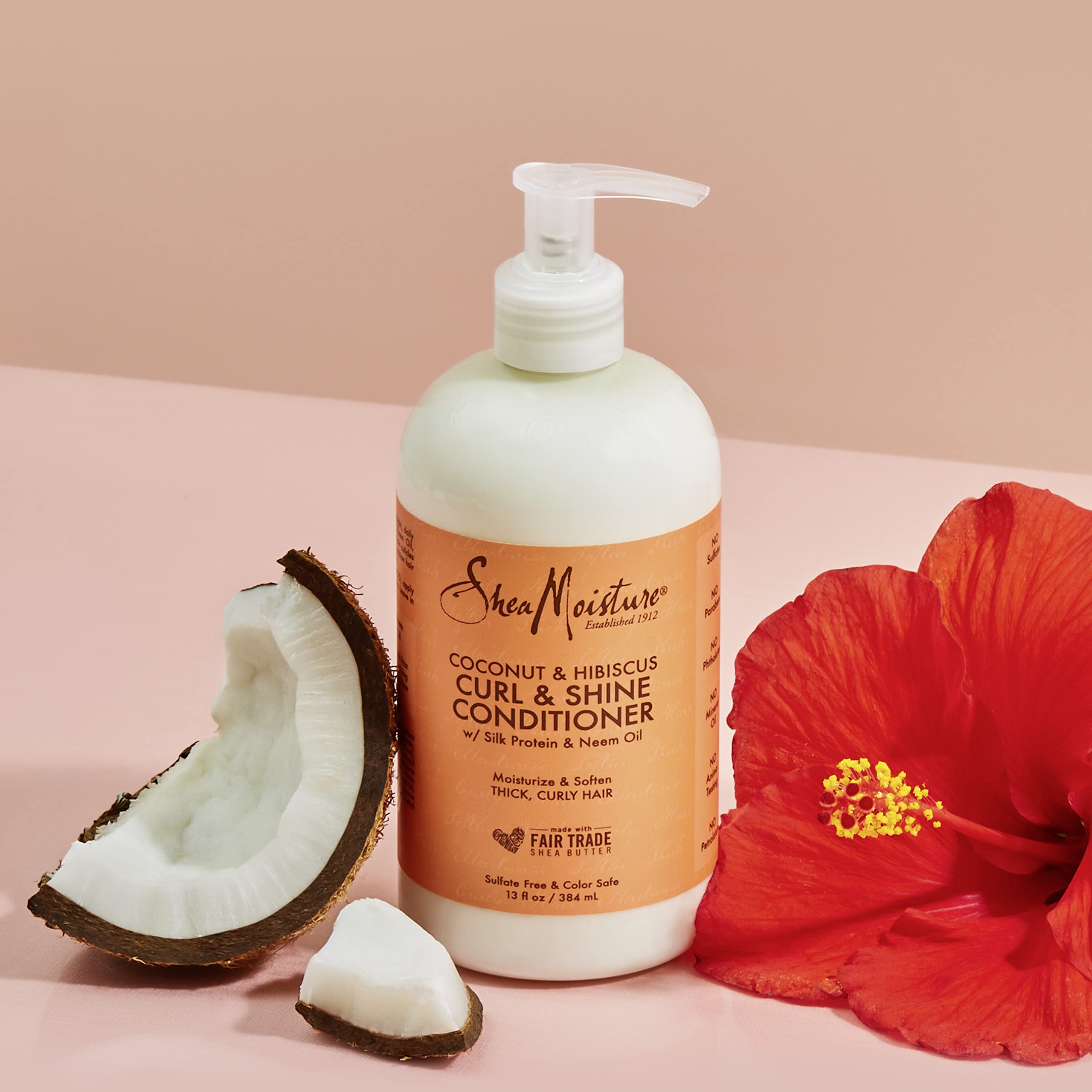 SheaMoisture Conditioner Curl and Shine Silicone Free for Curly Hair Coconut Hibiscus Moisturize & Define 13oz.
