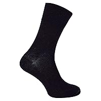 Mens Wool Diabetic Socks Extra Wide Loose Top Warm Socks in Black
