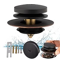 Bronze Universal Tub Drain Tip Toe Tub Conversion Kit Assembly, Artiwell EZ Installation Bathtub Drain Replacement Trim Kit with 1-Hole Overflow Face Plate and Pop-Up Tub Stopper,Oil Rubbed Bronze