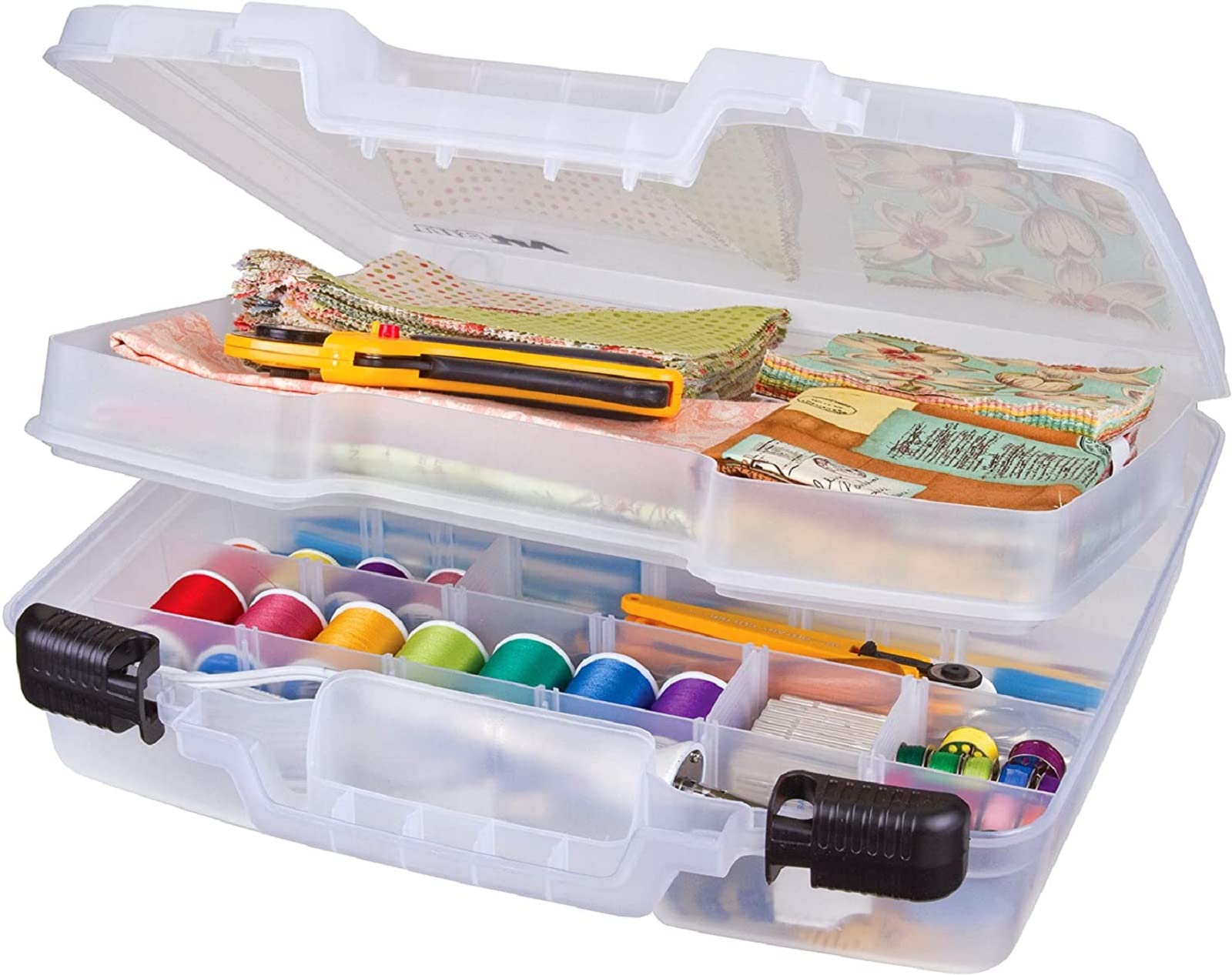 ArtBin 6962AB Quick View Deep Base Carrying Case with Removable Dividers and Tray, Portable Art & Craft Storage Box, 15