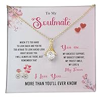 To My Soulmate Necklace For Women, Romantic Jewelry For Her Birthday, Share Your Devotion With Alluring Beauty Necklace, Soulmate Jewelry Present For Gf Or Wife With Memorable Message Card And Luxurious Box