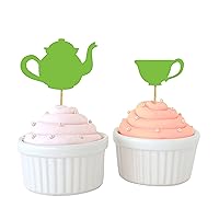 Bridal Shower Tea Party Cupcake Topper Birthday Dessert Decorations Tea Kettle Cup Cupcake Toppers - Pack Of 40