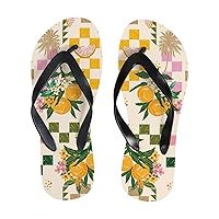 Vantaso Slim Flip Flops for Women Summer Fruit Lemon Flower Yoga Mat Thong Sandals Casual Slippers