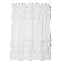 Madison Park Grace White Shower Curtain,Solid Cottage Top Shower Curtains for Bathroom, 72 X 72, White