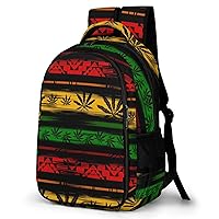 Rastafarian Art Marijuana Pattern Travel Laptop Backpack for Men Women Durable 16.5 Inch Daypack Fashion Work Bag