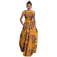 African Dashiki Dresses for Women Customized Sleeveless Floor-Length Dress Ankara Cotton Dress
