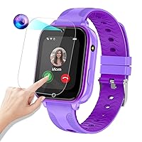 OKYUK 4G SmartWatch for Kids, 1.69'' Touch Screen Child's Mini Cell Phone Watch with GPS Tracker, SOS Calling, Face Unlock Wristwatch for Boys Girls, Birthday Xmas Gifts for Age 3-12 Years (Purple)