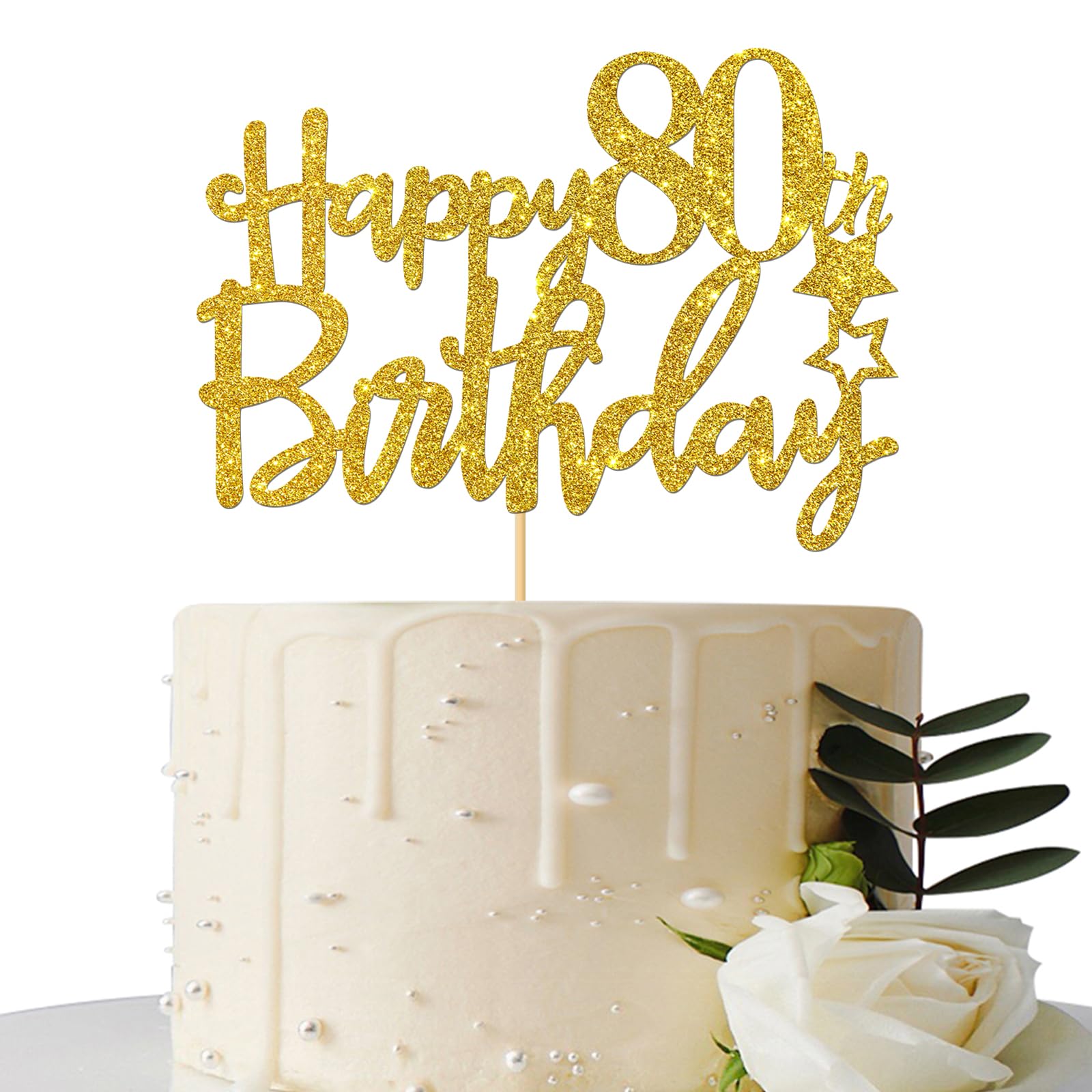 Mua Gold Glitter Happy 80th Birthday Cake Topper - 80 Sign Cake ...