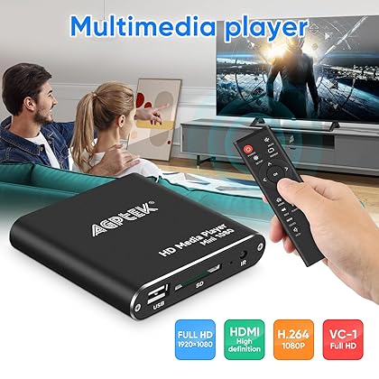 HDMI Media Player, Black Mini 1080p Full-HD Ultra HDMI Digital Media Player for -MKV/RM- HDD USB Drives and SD Cards