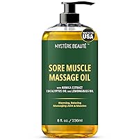 Sore Muscle Massage Oil for Massage Therapy with Arnica - Relaxing, Warming, Eases Muscle Soreness & Stiffness - Moisturizes Skin - Premium-Quality - 8 fl oz