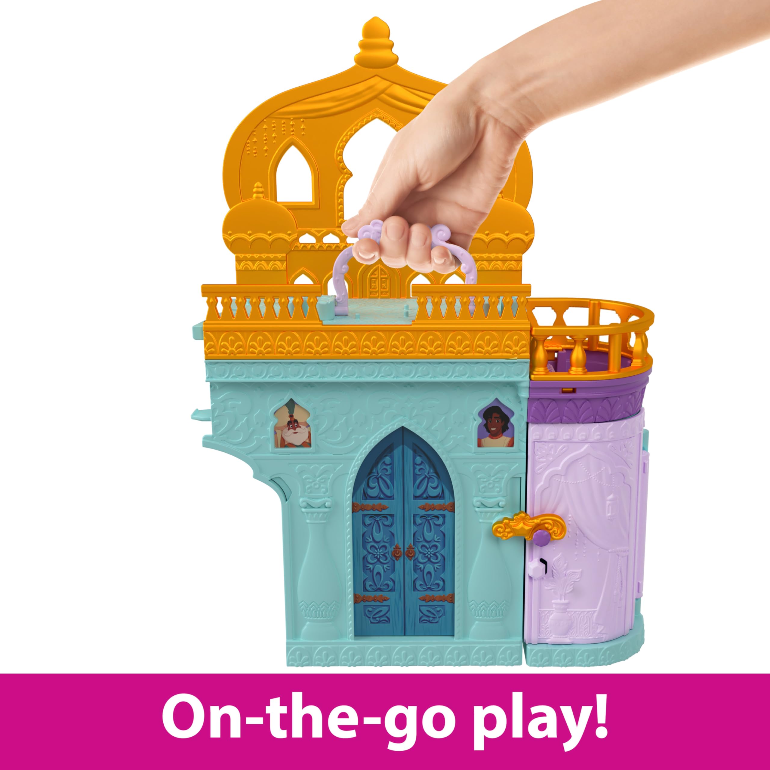 Mattel Disney Princess Jasmine Stackable Castle Doll House Playset with Small Doll, 2 Friends & 7 Pieces, Inspired by Disney Movie Aladdin