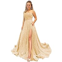 Topfountonart Women's Prom Dresses Long Formal Evening Ball Gown One Shoulder Bridesmaid Sequins Wedding Party Dress 2024