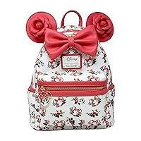 loungefly Disney Minnie Mouse Roses Allover Print Womens Double Strap Shoulder Bag Purse