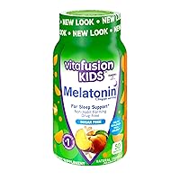 Kids Melatonin Gummy Supplements, Tropical Peach Flavored Sleep Support Supplements (1), 50 Count