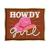 Stupell Industries Howdy Girl Cowboy Hat Phrase Framed Floater Canvas Wall Art, Design by Deborah Curiel