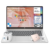 HP 17 Touchscreen Laptop Computer, 17.3 Inch HD+ Touch Screen Business Laptop PC, Core i7, 64GB RAM 2TB SSD, Windows 11 Pro, Lifetime Microsoft Office, 10 key Numeric Backlit Keyboard, HDMI, Rose Gold