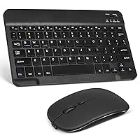 Rechargeable Bluetooth Keyboard and Mouse Combo Ultra Slim Full-Size Keyboard and Ergonomic Mouse for Lenovo Tab P12 Pro and All Bluetooth Enabled Mac/Tablet/iPad/PC/Laptop - Onyx Black
