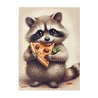 Raccoon Wooden Jigsaw Puzzle 500 Piece Surprise for Family Home Decor Art Puzzle,Unique Birthday Present Suitable for Teenagers and Adults for Kid,20.4 X 15 Inch